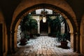 Bari, Italy - March 12, 2019: Interior atrium of a typical dwelling in Italian renancentist style