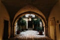 Bari, Italy - March 12, 2019: Interior atrium of a typical dwelling in Italian renancentist style