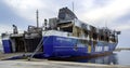 NORMAN ATLANTIC ferry ship moored at the port of Bari Royalty Free Stock Photo