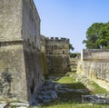 Street view of the Swabian castle or Castello Svevo, a medieval landmark of Apulia Royalty Free Stock Photo