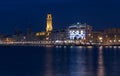 Bari seafront night Citylights cityscape. coastline at twilight Royalty Free Stock Photo