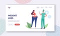 Bariatric Stomach Reducation, Liposuction, Weight Loss Slimming Landing Page Template. Slim Woman Wearing Oversize Pants Royalty Free Stock Photo