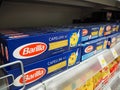 Barilla Capellini italian pasta on the supermarket shelves.