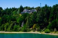 View of Nahuel Huapi Lake and a house in the forest Royalty Free Stock Photo