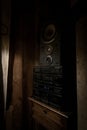 BARILOCHE, ARGENTINA, JUNE 18, 2019: Close up of old stereo music sound system with the radio on as background ambientation on a Royalty Free Stock Photo