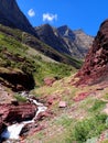 Baring Creek cascades along the Going-to-the-Sun Mountain valley in Glacier National Park Royalty Free Stock Photo