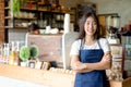 Barista asian women Cafe Making Coffee Preparation Royalty Free Stock Photo