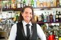 Barista or barman behind his bar Royalty Free Stock Photo