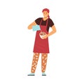 Barista or cafe waitress female character flat vector illustration isolated.