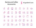 Barista and coffee accessories line icons set. Coffee shop equipment. Isolated vector stock illustration Royalty Free Stock Photo