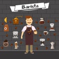 Barista And Coffee Composition Royalty Free Stock Photo