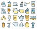 Barista coffee icons set vector color