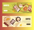 Barista Coffee Landing Page Templates, Coffee House, Cafe Website Banner, Homepage Vector Illustration