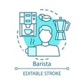 Barista concept icon. Coffeehouse employee, bartender idea thin line illustration. Coffee maker. Barista equipment