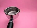 Barista Equipment porta filter on pink background Royalty Free Stock Photo