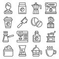 Barista Icons. Coffee Drink Equipment Set. Vector Royalty Free Stock Photo
