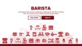 Collection Barista Equipment Sign Icons Set Vector Royalty Free Stock Photo