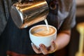 Barista made coffee latte leaf shaped