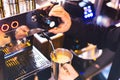 Barista make coffee with coffee machine