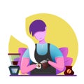Barista make a cup of coffee vector illustration Character Concept Vector Illustration