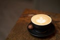 Barista making cappuccino, close-up. latte art coffee Royalty Free Stock Photo