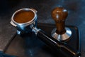 Barista making coffee at small cafe. Royalty Free Stock Photo