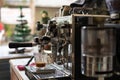 Barista Making Espresso with Coffee Machine