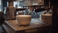Barista making a frothy cappuccino with fresh espresso and milk generated by AI