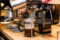 Barista making non traditional coffee in french press