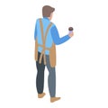 Barista man make coffee icon, isometric style