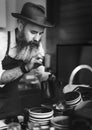 Barista Pouring Coffee Cafe Working Startup Business Concept