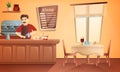 Barista restaurant concept banner, cartoon style