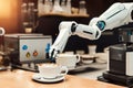 Barista robot making latte coffee