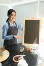 Barista suggest beverages on menu board