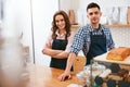 Barista And Waitress Working In Cafe Royalty Free Stock Photo