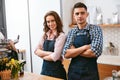 Barista And Waitress Working In Cafe Royalty Free Stock Photo