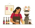 Barista Woman Making Coffee in Cafe