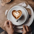 A baristas hands skillfully pouring latte art in the shape of a heart on a cappuccino4