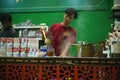 Baristas at the kopi tiam or Chinese Indonesian Coffee shop in Surabaya, Indonesia.