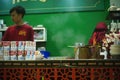 Baristas at the kopi tiam or Chinese Indonesian Coffee shop in Surabaya, Indonesia.