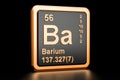 Barium Ba chemical element. 3D rendering