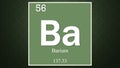 Barium chemical element symbol on dark green abstract background