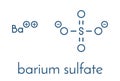 Barium sulfate BaSO4. Used as paint pigment and radiocontrast agent. Skeletal formula.