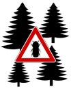 Bark-beetle attention sign Royalty Free Stock Photo