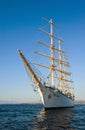 Bark Nadezda at anchor in the Bay East. East (Japan) Sea. 16.10.2014 Royalty Free Stock Photo