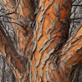 Bark of an old tree in a park in the winter Royalty Free Stock Photo