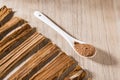 bark and powder of medicinal plant cat's claw, uncaria tomentosa