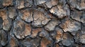 Close up of Striking Texture and Pattern of Burnt Pine Tree Bark Background Royalty Free Stock Photo