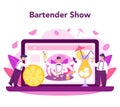 Barkeeper online service or platform. Online barman show. Bartender