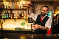 Barkeeper show behind restaurant bar counter